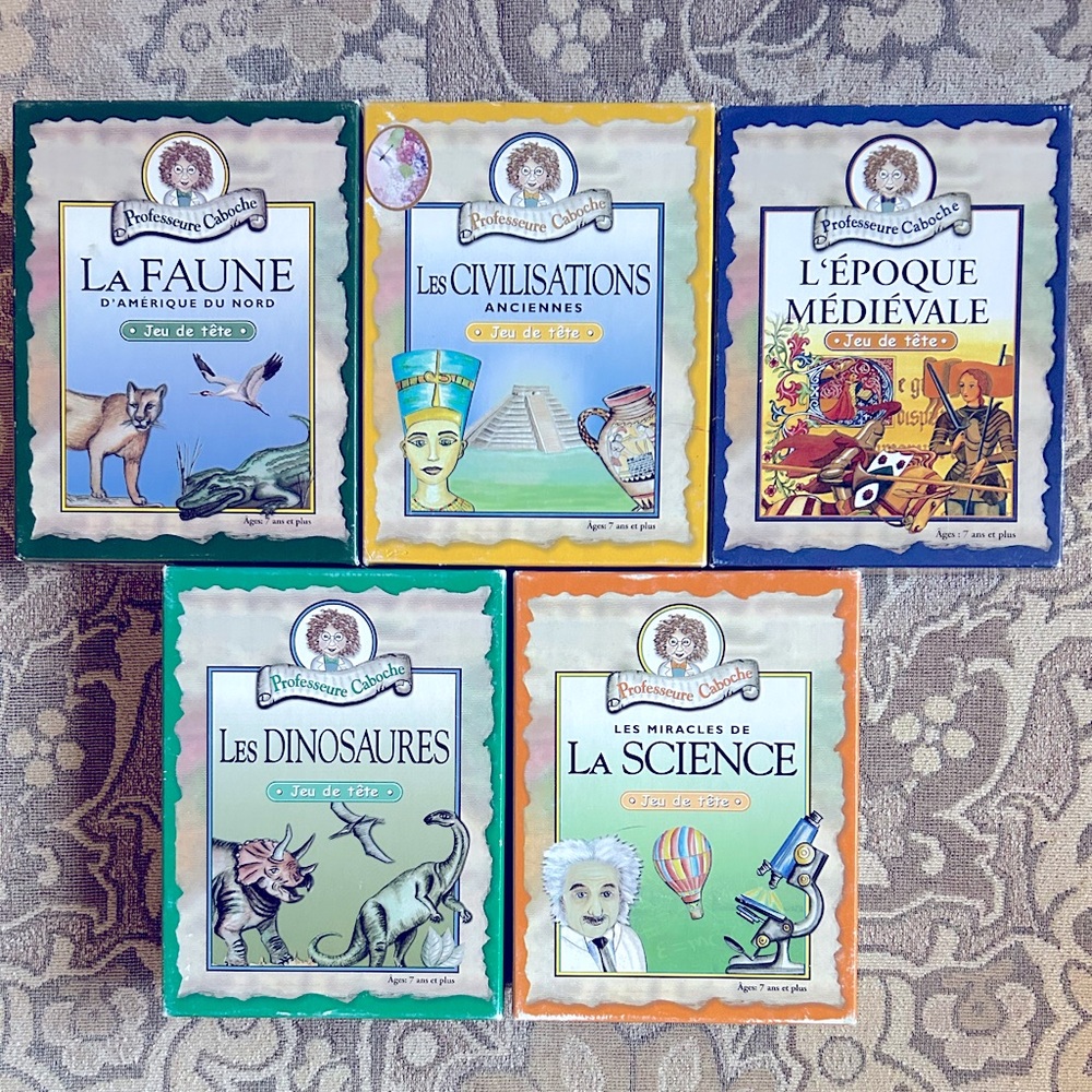 3 + 2 Professeure Caboche Jeu de Tête / 3+2 Professor Noggin’s French Card Games